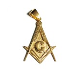 Pandantiv masonic Auriu - Echer si Compas cu Litera G - MM1007, Fashion Manufacturer