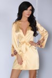 LIV144A-15 Lenjerie tip halat elegant din material satinat si broderie, L/XL, S/M