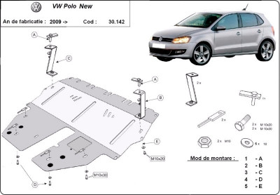 Scut motor metalic VW Polo - Benzina 2009-2017 foto