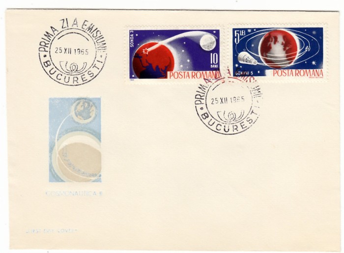 C12 - FDC Romania - Cosmonautica II - LP619 - 1965