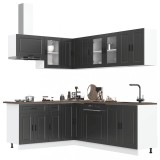 VidaXL Set dulap de bucătărie 11 piese &bdquo;Porto&rdquo; lemn negru prelucrat