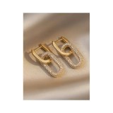 Cumpara ieftin Cercei Geometrici, Aurii, cu Zirconiu Cubic - 237104