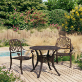 vidaXL Set mobilier bistro, 3 piese, bronz, aluminiu turnat 3070574