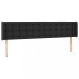 Cumpara ieftin Tablie de pat cu aripioare negru 203x16x78/88cm piele ecologica