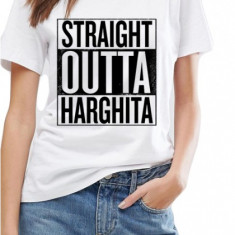 Tricou dama alb - Straight Outta Harghita - S