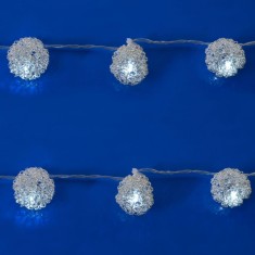 Instalație Lumină LED, Model Crăciun, 10 Becuri, Culoare Alb Rece, Cu Baterii AA, Lungime 1.2m, Interior