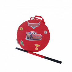 Pinata personalizata model rotund FULGER MCQUEEN, 40 cm, rosu