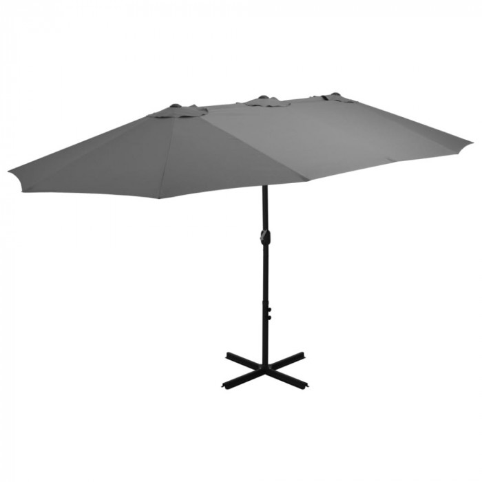 Umbrelă de soare cu st&acirc;lp aluminiu, antracit, 460 x 270 cm