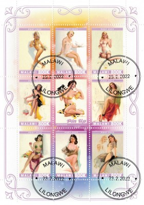 MALAWI 2022 - Arta grafica, modele pin-up (9) /serie completa foto