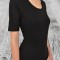 Body cu M&acirc;neca Scurtă și Decolteu Rotund din Bumbac Elastic - Negru - L - Clasic