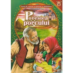 Carte de colorat A4 cu povesti si abtibilduri - Povestea porcului
