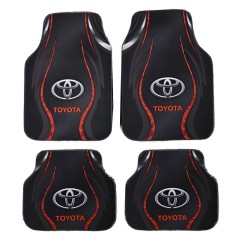 Set complet covorase Toyota &ndash; Fata si spate &ndash; Design sport negru-rosu cu logo