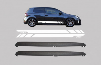 Praguri Laterale VW Golf VI Golf 6 2008-2014 GTI Design cu Stickere Laterale Albe Performance AutoTuning foto