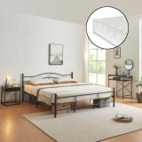 [en.casa]&reg; Vintage pat frantuzesc cadru metalic - cu saltea spuma rece - 180 x 200 cm (negru) HausGarden Leisure