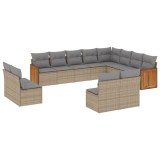 Cumpara ieftin Set canapele de gradina cu perne, 12 piese, bej, poliratan