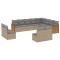 Set canapele de gradina cu perne, 12 piese, bej, poliratan