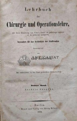 Lehrbuch der Chirurgie und Operationslehre - 1872 - Adolf von Bardeleben (AH13) foto