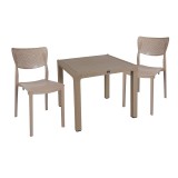 Cumpara ieftin Set de gradina masa si scaune Explore, Ignite set 3 piese plastic cappuccino 90x90x73.5 cm