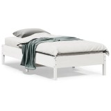 VidaXL Cadru pat fără saltea, alb, 90x190 cm, lemn masiv de pin