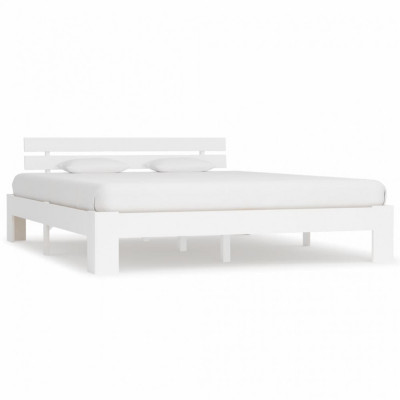 Cadru de pat, alb, 160 x 200 cm, lemn masiv de pin foto