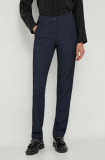 Emporio Armani pantaloni din lana culoarea albastru marin, mulata, high waist
