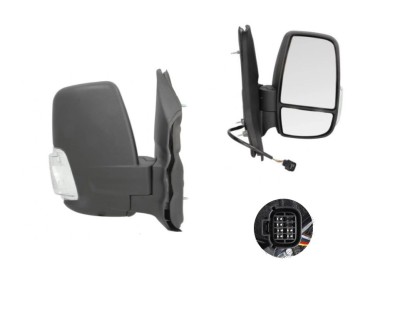 Oglinda exterioara Ford Transit/Tourneo, 01.2014-, Dreapta, reglare electrica; texturat; incalzita; scurt; geam convex; cromat; 6 pini; semnalizare a foto