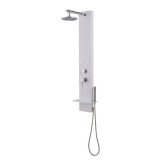 Cumpara ieftin Panel Dus Alb Aluminiu Cook&amp;Lewis, 4 Jeturi Hidromasaj, Dispersor Fix, Furtun Inox 1.5m, Diametru 200mm