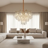 Candelabru din Cristal VETRA Eleganza 9xE14, Auriu, 50 cm, Reglabil