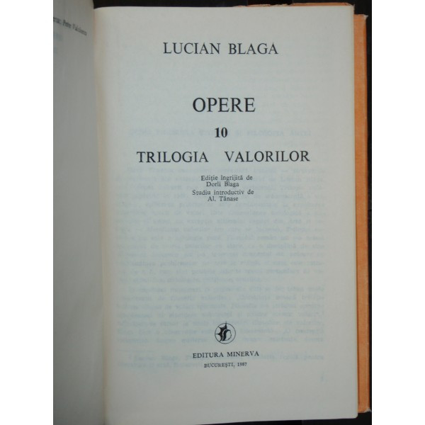 OPERE 10 TRILOGIA VALORILOR - LUCIAN BLAGA | Okazii.ro