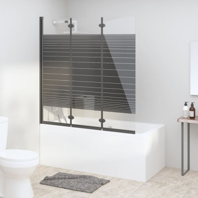 vidaXL Cabină de duș pliabilă, 3 panouri, negru, 130x130 cm, ESG foto