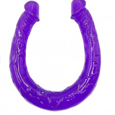 Dildo Dublu Pleasure Link, TPR, Violet, 43 cm, Passion Labs