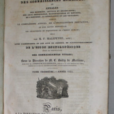 MEMORIAL ENCYCLOPEDIQUE ET PROGRESSIF DES CONNAISANCES HUMAINES, redige par M.F. MALEPEYRE , TOME TROISIEME , 1833