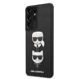 Husa Plastic - TPU Karl Lagerfeld Saffiano K&amp;C Heads pentru Samsung Galaxy S21 Ultra 5G, Neagra KLHCS21LSAKICKCBK