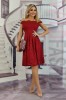 Rochie Scurta Eleganta Dantela Umerii Goi Visinie, Stil Skater, Maneci Lungi Semitransparente. Rochie de Seara XS, S, M