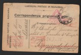 Italy 1917 Red Cross Postcard for War Prisoner Novara to Austria D.753