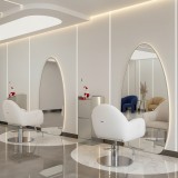 Consolă de coafură, frizerie, cosmetică cu oglindă LED 180x90 argintie