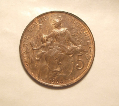 FRANTA 5 CENTIMES 1904 UNC foto