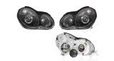 Set faruri Mercedes Clasa C 05.2000-03.2007, montare fata, stanga+dreapta, H7+H7+PY21W; pneumatic; negru, transparent; Tuning; halogen, Eagle Eyes