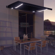 vidaXL Copertină retractabilă cu senzor vânt & LED antracit 450x300 cm