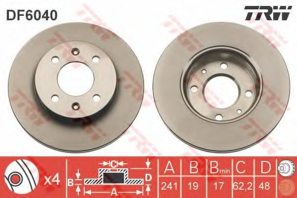 Disc frana HYUNDAI GETZ (TB) (2002 - 2010) TRW DF6040