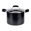 Oala Zokura aluminiu 24cm, 7.4L, inductie, antiaderenta Xylan Plus, capac sticla, inox, negru/argintiu