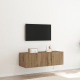 VidaXL Dulap de perete cu LED-uri, stejar artizanal, 100x35x31 cm