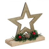 Decorațiune Crăciun, Stea Ceramică, Glitter, Bej, 14cm, Oem