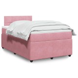 vidaXL Pat box spring cu saltea, negru, 120x190 cm, catifea 3287691