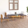 Set mobilier gradina Gossi, 7 piese, lemn acacia, perne incluse, gri inchis/alb. Canapea, taburet, masa