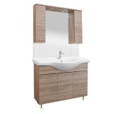 Set Mobilier Baie Leziter Vanessa 105, Cu Oglinda, Iluminare, Chiuveta Ceramica, Independent, Dimensiuni 106x193x33.5 cm