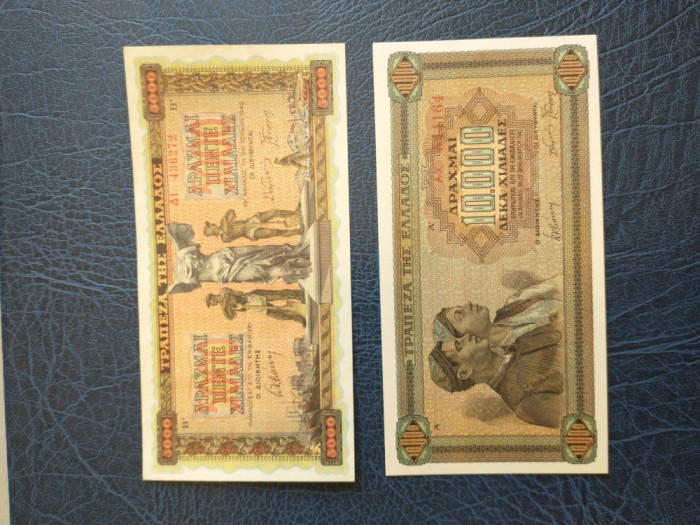 GRECIA set 5 000 si 10 000 drahme 1942 UNC