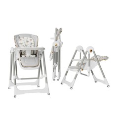 Scaun de Masa 2in1, Cyrax, pentru Copii 6 luni - 4 Ani, Pliabil, cu Roti, Balansoar, Leagan, Reglabil, Tava de Masa Dubla, Centura in 5 Puncte, 96 x 5