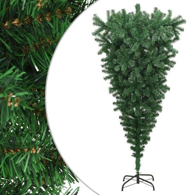 Pom de Crăciun artificial inversat, cu suport, verde, 180 cm foto