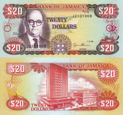 JAMAICA 20 dollars 1995 UNC!!! foto